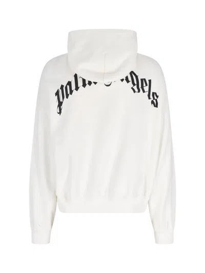 Palm Angels Oversized Hoodie With Drawstring Hood And Logo Accents In White