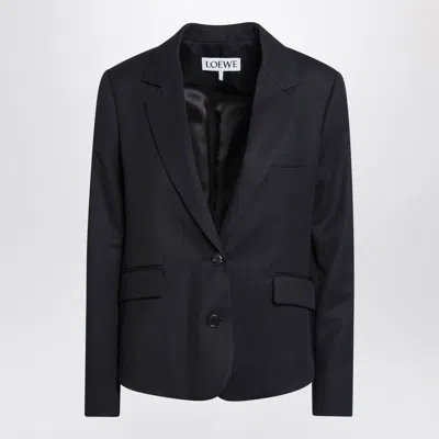Loewe Wool Blazer With Notch Lapel And Back Buckle In Blue