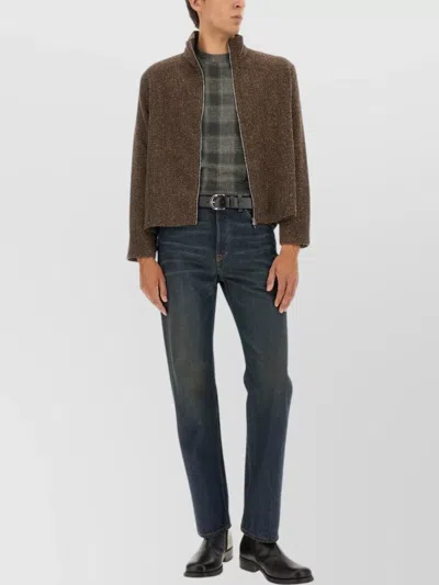 Our Legacy Brown Textured Zip-up Jacket In Brown