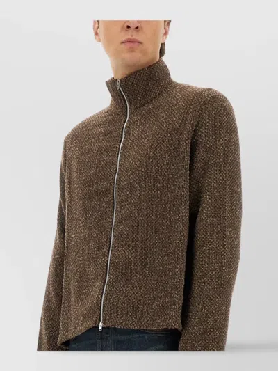 Our Legacy Brown Textured Zip-up Jacket In Brown