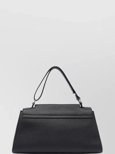 Orciani Trapezoidal Handbag In Hammered Leather With Monogram In Gray