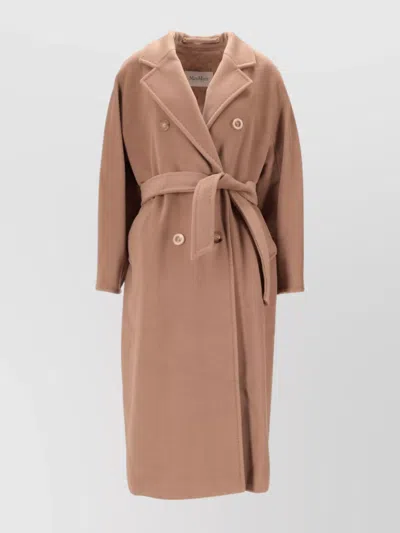 Max Mara Madame Double-breasted Belted Coat In Brown