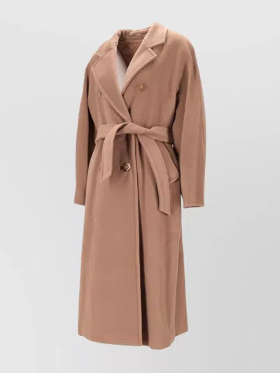 Max Mara Madame Double-breasted Belted Coat In Brown