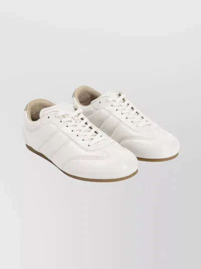 Lemaire Calf Leather Soft Runner Sneakers With Contrasting Heel Tab In White