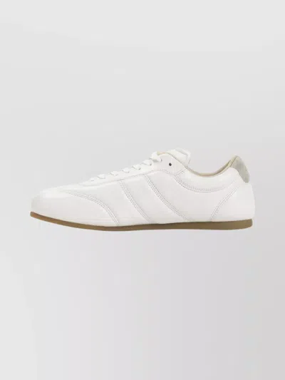 Lemaire Calf Leather Soft Runner Sneakers With Contrasting Heel Tab In White