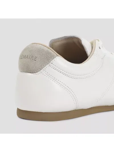 Lemaire Calf Leather Soft Runner Sneakers With Contrasting Heel Tab In White