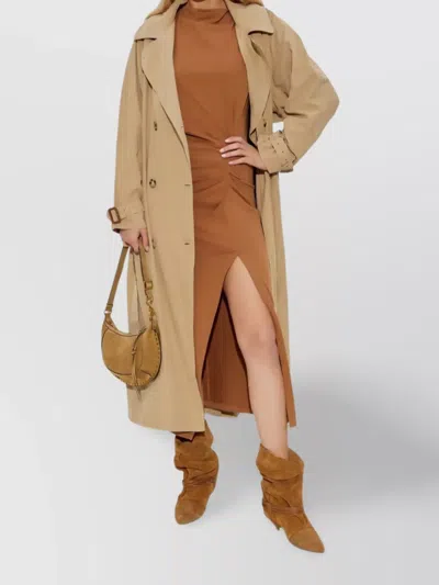 Isabel Marant Nadela Midi Dress With Side Slit In Brown