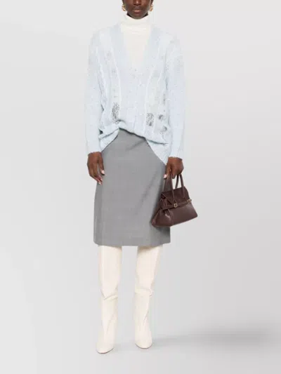 Ermanno Firenze Cable Knit Cardigan With Lace And Sequins In Blue