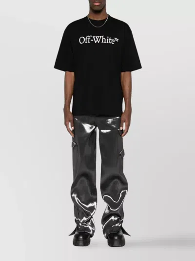 Off-white Oversized Black T-shirt With Contrasting Logo Print In Cotton
