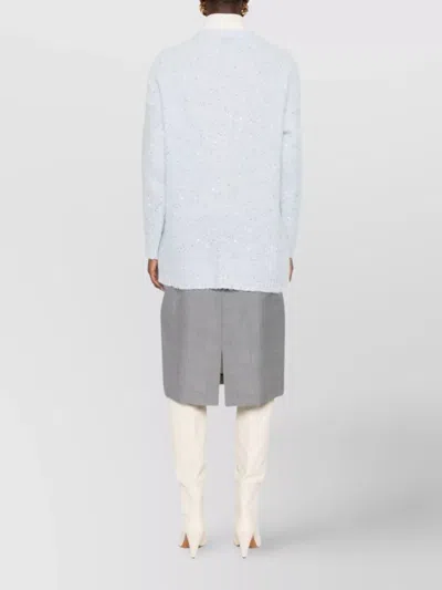 Ermanno Firenze Cable Knit Cardigan With Lace And Sequins In Blue