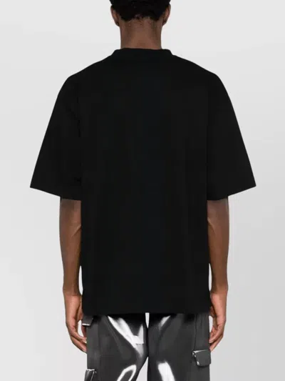 Off-white Oversized Black T-shirt With Contrasting Logo Print In Cotton