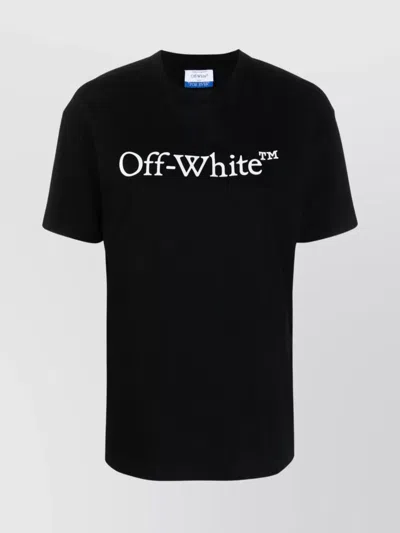 Off-white Bookish Printed Logo Cotton T-shirt In Black