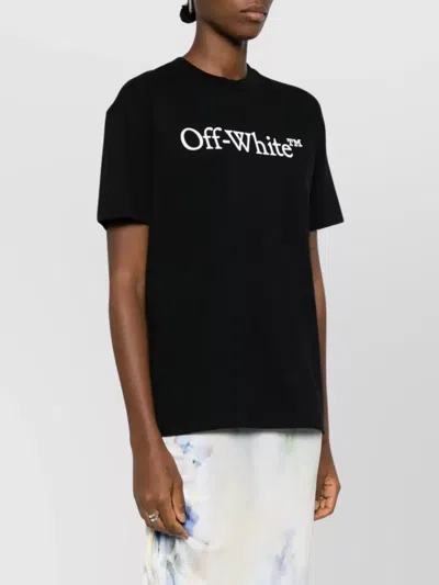 Off-white Bookish Printed Logo Cotton T-shirt In Black