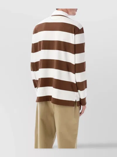 Polo Ralph Lauren Striped Long Sleeve Polo Collar T-shirt In Multi