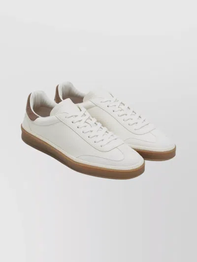 Loro Piana Tennis Walk Suede-trimmed Leather Sneakers In White
