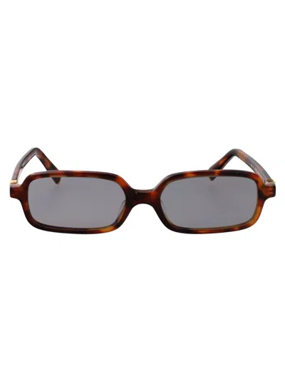 Miu Miu Logo Acetate Rectangle Sunglasses In Brown