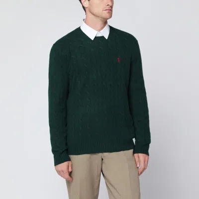 Polo Ralph Lauren Moss-coloured Wool And Cashmere Cable-knit Sweater In Green