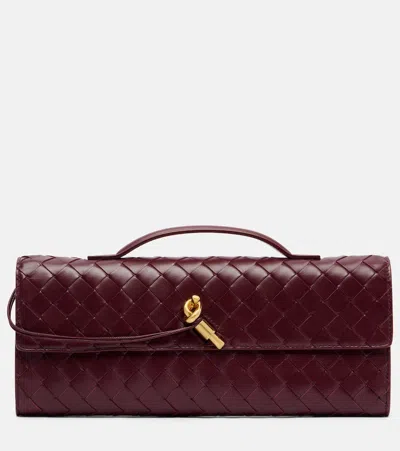 Bottega Veneta Long Andiamo Intrecciato Clutch Bag In 2250 Barolo-m Brass