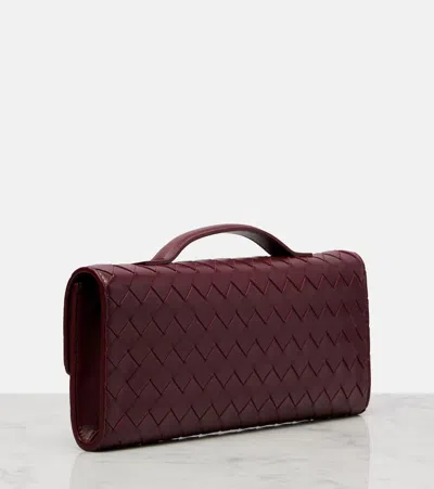 Bottega Veneta Long Andiamo Intrecciato Clutch Bag In 2250 Barolo-m Brass