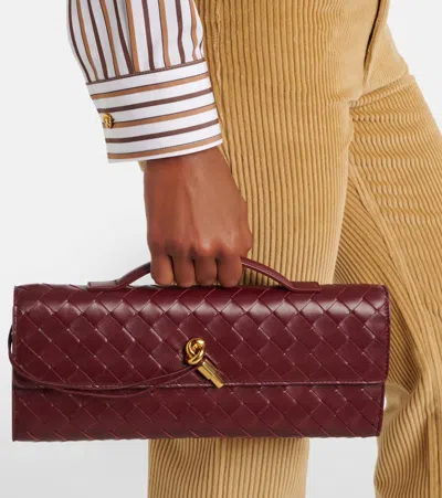 Bottega Veneta Long Andiamo Intrecciato Clutch Bag In 2250 Barolo-m Brass