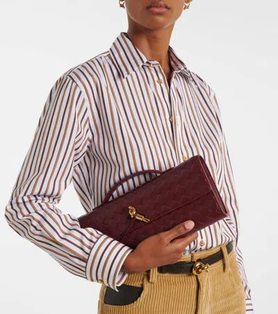 Bottega Veneta Long Andiamo Intrecciato Clutch Bag In 2250 Barolo-m Brass