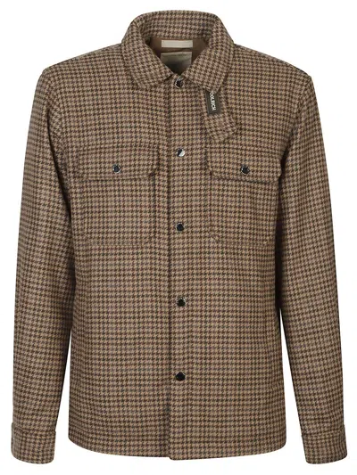 Woolrich Alaskan Houndstooth Pattern Jacket In Brown