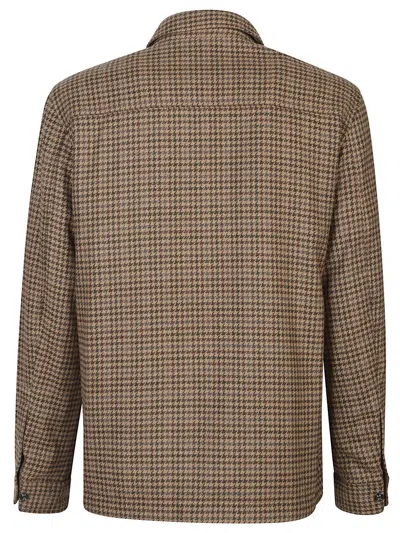 Woolrich Alaskan Houndstooth Pattern Jacket In Brown