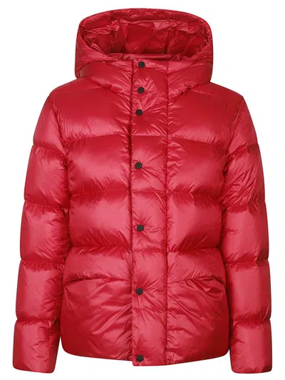 Add Hooded Puffer Jacket In Red