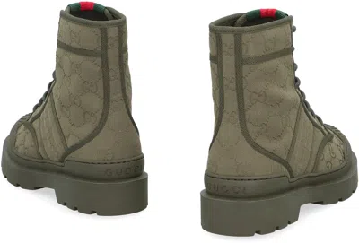 Gucci Army Green Gg Fabric Ankle Boots In Green
