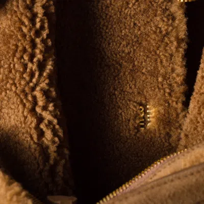 Miu Miu Aventure Shearling Bag In Brown