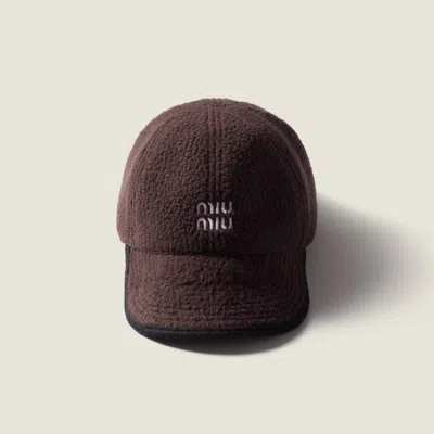 Miu Miu Fleece Baseball Cap In Brown