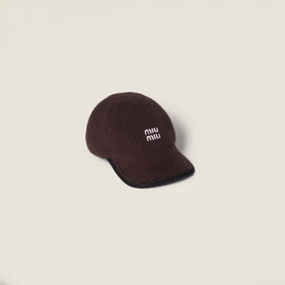 Miu Miu Fleece Baseball Cap In Brown