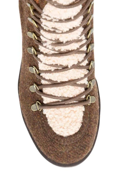 Korks Elin High Pile Fleece Lug Sole Bootie In Brown