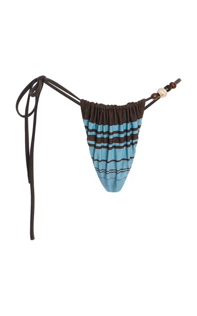 Sir Stripe Rioja Side-tie Bikini Bottoms In Blue