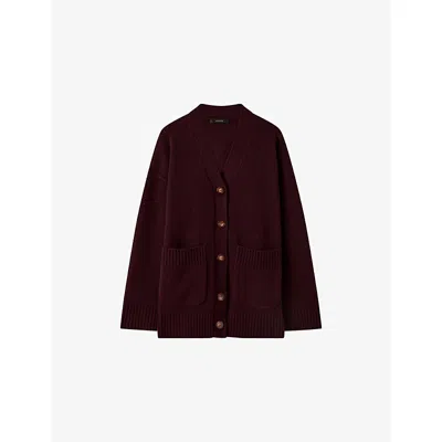 Joseph Womens Maraschino Luxe Relaxed-fit Cashmere Cardigan Xs In Burgundy