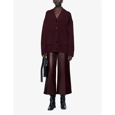 Joseph Womens Maraschino Luxe Relaxed-fit Cashmere Cardigan Xs In Burgundy