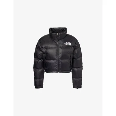 The North Face Womens Tnf Black Tnf Black Nuptse Cropped Shell-down Jacket In Black