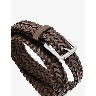 Reiss Mens Chocolate Carlton Woven Leather Belt In Brown