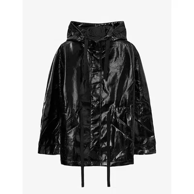 Allsaints Kelsie Drawstring-waistband Hooded Jacket In Black