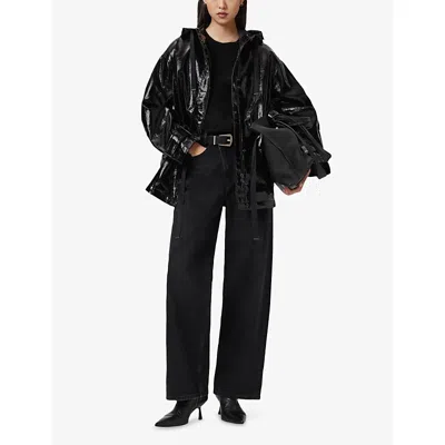 Allsaints Kelsie Drawstring-waistband Hooded Jacket In Black