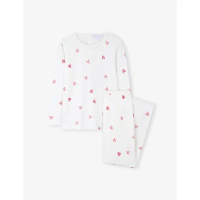 The Little White Company K Pointelle Heart-print Cotton Pyjam In Multi