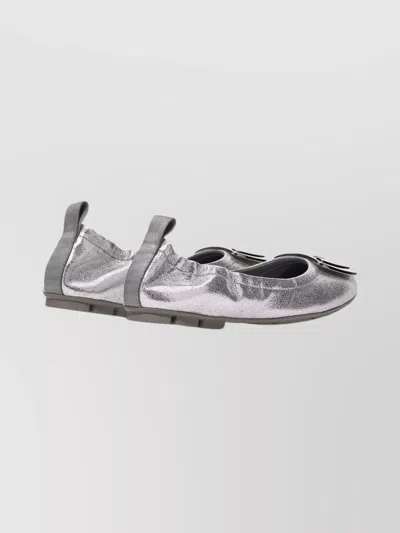 Hogan Stylish Loafers With Buckle And Elastic Trim In Silver