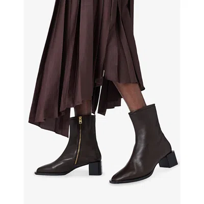 Allsaints 48mm Avril Leather Ankle Boots In Brown