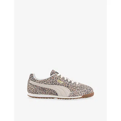 Puma Womens Leopard Arizona Suede Low-top Trainers Eur 40.5 / 7.5 Uk In Brown