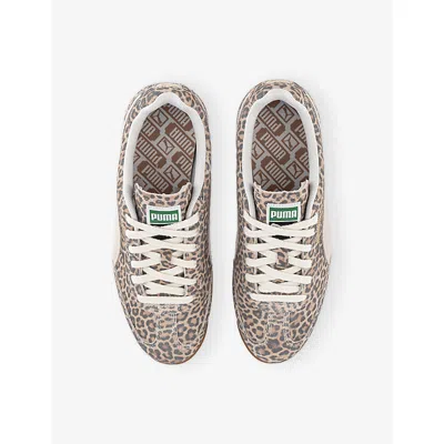 Puma Womens Leopard Arizona Suede Low-top Trainers Eur 40.5 / 7.5 Uk In Brown