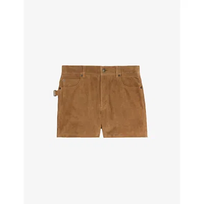 Zadig & Voltaire Womens Daim Sadys Mid-rise Suede Shorts In Brown