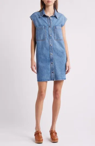 Frame The Sleeveless Denim Mini Shirtdress In Blue
