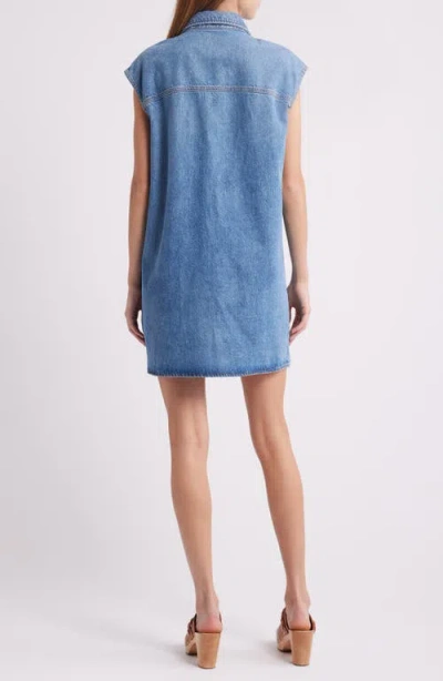 Frame The Sleeveless Denim Mini Shirtdress In Blue