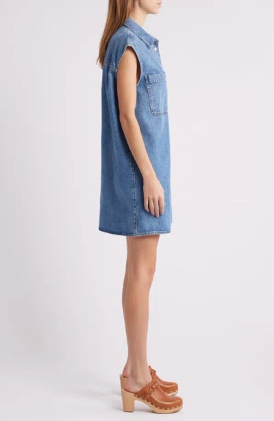 Frame The Sleeveless Denim Mini Shirtdress In Blue