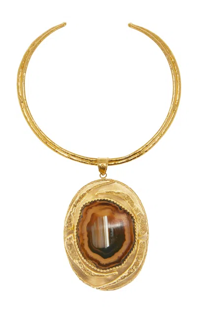 Sylvia Toledano 18k Gold Plated Agate Necklace In Gold